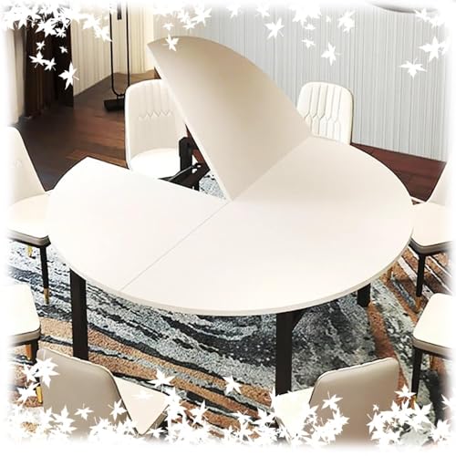 ZYXQQJ Große Runde Holztischplatte Faltbare Tischplatte 120 Bis 180 cm Durchmesser Arbeitsplatte Platzsparend Holzplatte Keine Beine Temporäre Tischplatten(White,150cm/59in) von ZYXQQJ