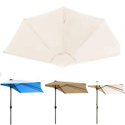 ZYXQQJ Halber Sonnenschirm Ersatzdach 2.7m 5 Streben Halbrund Sonnenschirm Ersatzbezug Terrassenschirm Ersatz Baldachin Für Strand, Markt, Garten(Beige) von ZYXQQJ