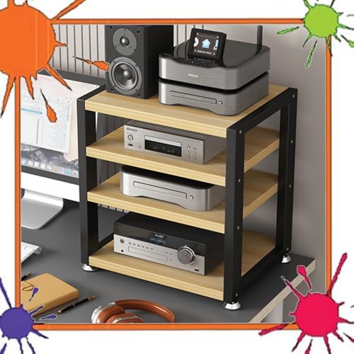 ZYXQQJ HiFi Rack Audio Rack Stereo-Schrank Audio-Displayständer Beweglicher Medienständer Für Wohnzimmer Schlafzimmer Aufnahmestudio(Light Walnut,4 Tier) von ZYXQQJ