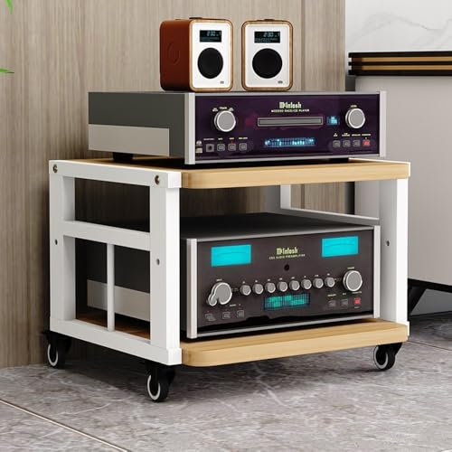 ZYXQQJ HiFi Regal Router Schrank Audio Rack Phonoschrank Verstellbare Regale Stereo Komponenten-Rack Für Wohnzimmer, Spielzimmer, Musikstudio(Light Walnut,2 Tier) von ZYXQQJ