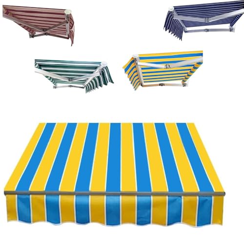 ZYXQQJ Markise Canvas Balkon Markisentuch Manuell Markisenstoff Wechseln Wasserdicht Markisenbespannung Ersatzbezug 300 360 400 500 550 600cm(Yellow,2.4x2m/8x6.5ft) von ZYXQQJ