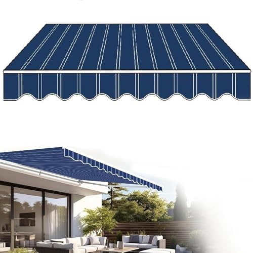 ZYXQQJ Markise Ersatzstoff Einziehbarer Terrassen Markisenstoff Klemmmarkise Markisentuch Markisenbespannung Canvas Ersatzteile 2.45m 2.5m 3.5m 4m 5m 6m(Blue,3.6x3m/12x10ft) von ZYXQQJ