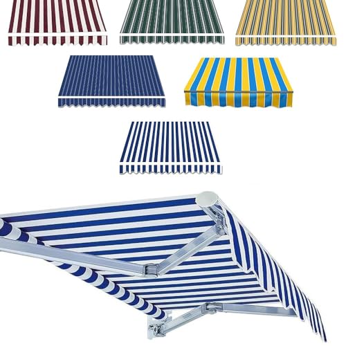 ZYXQQJ Markisenbespannung 2.5x1.5/5x3/3.6x3/3.5x2.5m Manuell Markisenstoff Wechseln Wasserdicht Sonnenschutz Außenmarkise Canvas(Blue2,3.5x2.5m/11.5x8.2ft) von ZYXQQJ