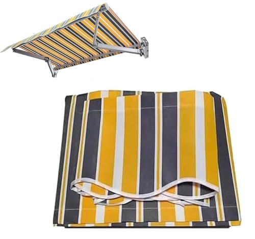 ZYXQQJ Markisenbespannung Canvas Gewerblicher Markisenstoff Ersatz Für Einziehbare Klemmmarkise Gelenkarmmarkise Ersatzstoffe Mit Volant(Grey,5.9x5ft/180x150cm) von ZYXQQJ