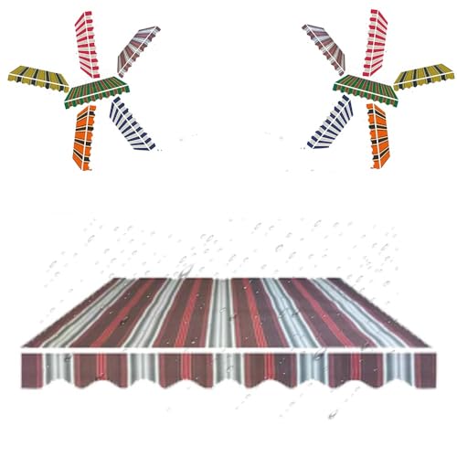 ZYXQQJ Markisenbespannung Für Einziehbare Klemmmarkise 3 X 2.5 M 3.5 X 2.5 M 4 X 3 M Wasserdicht Markisentuch Ersatzstoff Markise Canvas(Stripe B,3.6x3m/12x10ft) von ZYXQQJ
