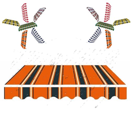 ZYXQQJ Markisenbespannung Für Einziehbare Klemmmarkise 3 X 2.5 M 3.5 X 2.5 M 4 X 3 M Wasserdicht Markisentuch Ersatzstoff Markise Canvas(Stripe C,3x2m/10x6.5ft) von ZYXQQJ