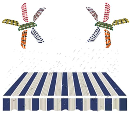 ZYXQQJ Markisenbespannung Für Einziehbare Klemmmarkise 3 X 2.5 M 3.5 X 2.5 M 4 X 3 M Wasserdicht Markisentuch Ersatzstoff Markise Canvas(Stripe D,4x2.5m/13x8ft) von ZYXQQJ