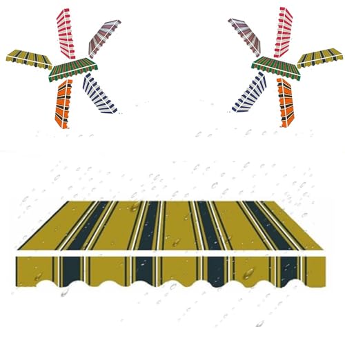 ZYXQQJ Markisenbespannung Für Einziehbare Klemmmarkise 3 X 2.5 M 3.5 X 2.5 M 4 X 3 M Wasserdicht Markisentuch Ersatzstoff Markise Canvas(Stripe F,4x2.5m/13x8ft) von ZYXQQJ