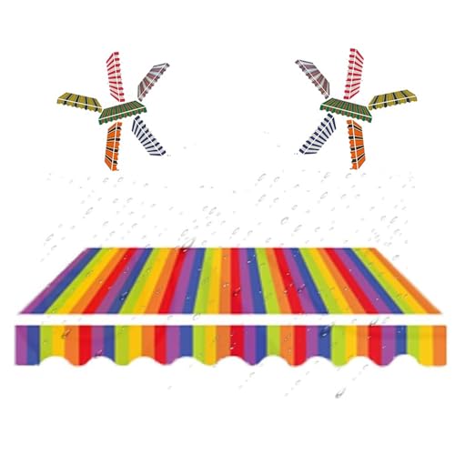 ZYXQQJ Markisenbespannung Für Einziehbare Klemmmarkise 3 X 2.5 M 3.5 X 2.5 M 4 X 3 M Wasserdicht Markisentuch Ersatzstoff Markise Canvas(Stripe G,4x3m/13x10ft) von ZYXQQJ