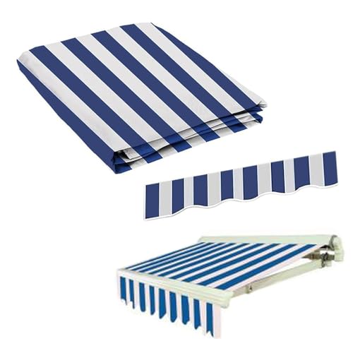 ZYXQQJ Markisenbespannung Markisenstoff Ersatz Für Terrassen Klemmmarkise 2×1.5m 3×2.5m 3.5×3m 4×3m 5×4m 6×2m UV Schutz Polyester Überdachung(Blue,19.6x10ft/600x300cm) von ZYXQQJ