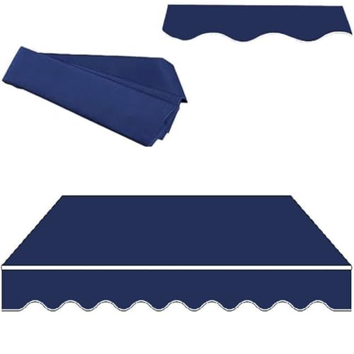 ZYXQQJ Markisenstoff 3×2.5m 4×2m 4×1.5m Einziehbarer Markise Ersatzstoff Polyester, Klemmmarkise Markisentuch Mit Volant, Blau/Rot/Grau(Blue,4.5x3.5m/15x12ft) von ZYXQQJ