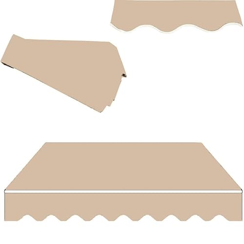 ZYXQQJ Markisenstoff 3×2.5m 4×2m 4×1.5m Einziehbarer Markise Ersatzstoff Polyester, Klemmmarkise Markisentuch Mit Volant, Blau/Rot/Grau(Khaki,4.5x3.5m/15x12ft) von ZYXQQJ