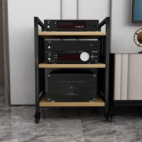 ZYXQQJ Medienregal Audio-Video Rack Stand HiFi Regal Beweglicher Medienständer for Das Wohnzimmer Multifunktionales Ablageregal(Walnut) von ZYXQQJ