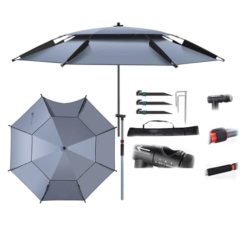 ZYXQQJ Strandschirm Windfest Stabil Sonnenschirm 200cm 220cm 240cm Angelschirm Neigbarer Mit Erdspieß Regenschirm UV-Schutz(200cm/6.5ft) von ZYXQQJ