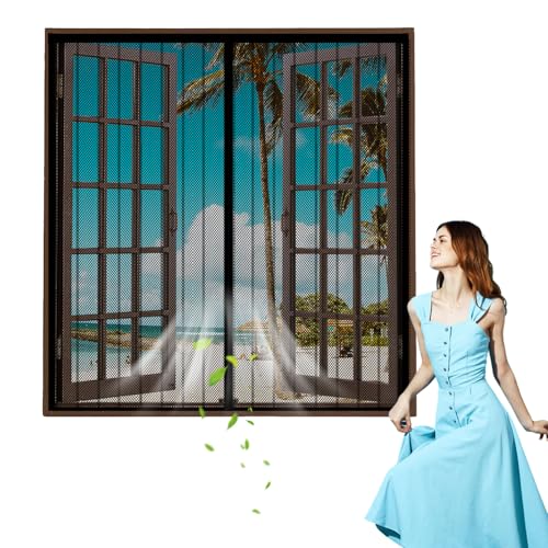 Magnet-Fliegengitter für Fenster & Türen: Atmungsaktiver Insektenschutz mit Heavy-Duty-Mesh, Selbstklebendem Klettband & Automatischer Schließung –Für Küche, Balkon & Schlafzimmer，100x200cm,Schwarz von ZYXYMY