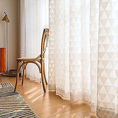 ZYY-Home curtain Gardinen Voile Geometrisch Dreieck Jacquard Vorhang Halbtransparent Bleistift Falte Für Wohnzimmer Schlafzimmer 2 Stück,Weiß,W200xL250cm ZYY-Home curtain Gardinen Voile Geometrisch Dreieck Jacquard Vorhang Halbtransparent Bleistift Falte Für Wohnzimmer Schlafzimmer 2 Stück,Weiß,W200xL250cm von ZYY-Home curtain
