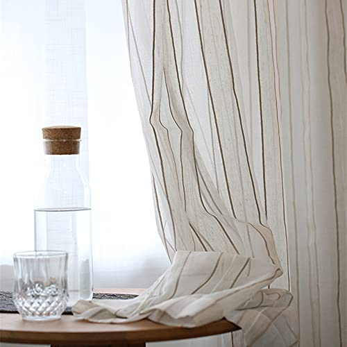 ZYY-Home curtain Leinen Transparent Gardinen Streifen Leichte & Weiche Voile Vorhang Bleistift Falte Für Wohnzimmer Schlafzimmer Balkon 2 Stück,W200xL250cm ZYY-Home curtain Leinen Transparent Gardinen Streifen Leichte & Weiche Voile Vorhang Bleistift Falte Für Wohnzimmer Schlafzimmer Balkon 2 Stück,W200xL250cm von ZYY-Home curtain