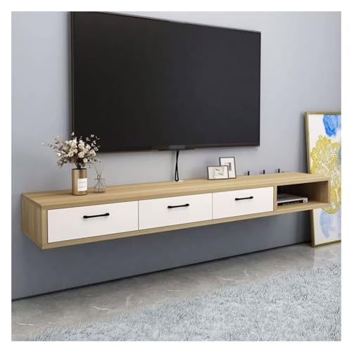 TV-Schrank TV-Board Lowboard ﻿ Multifunktionaler, an der Wand montierter schwebender TV-Ständer aus Holz mit Aufbewahrungsschrank und Schublade, TV-Ständer for Schlafzimmer und Wohnzimmer, moderner Fe von ZYYANSHOP