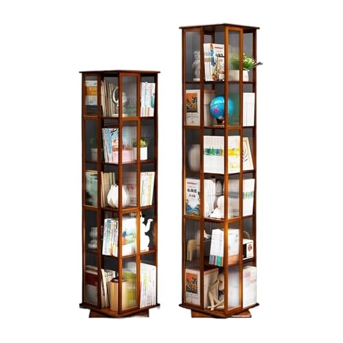 ZYYANSHOP Drehbares Bücherregal Drehbares Bücherregal aus massivem Holz, Bodenregal-Bücherregal, einfacher Haushaltsspind, Wohnzimmer-Ausstellungsständer Bücherregal (Color : A, Size : L) von ZYYANSHOP