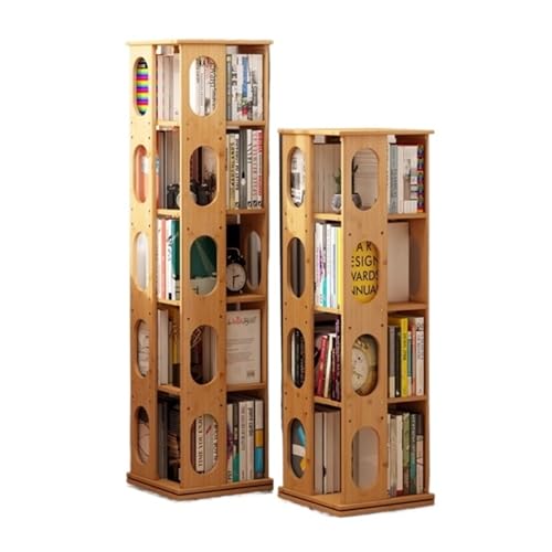 ZYYANSHOP Drehbares Bücherregal Um 360 Grad drehbares Bücherregal aus Bambus, einfaches, modernes Boden-Bücherregal im Schlafzimmer, Aufbewahrungsregal Bücherregal (Size : 5 Floos) von ZYYANSHOP