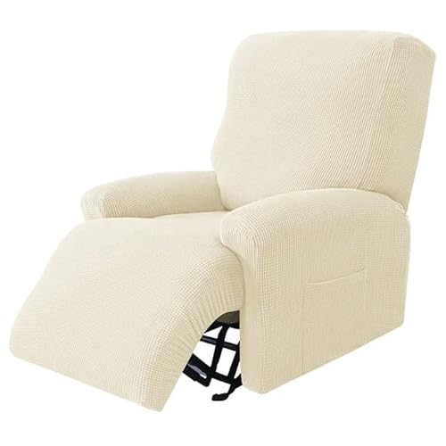 ZYYH Stretchhusse fuir Relaxsessel Komplett Braun 4 Stück,Stretch Sesselschoner für Fernsehsessel Relaxsessel Bezug Jacquard Sesselbezug,Split Schutzhülle (Color : A) von ZYYH