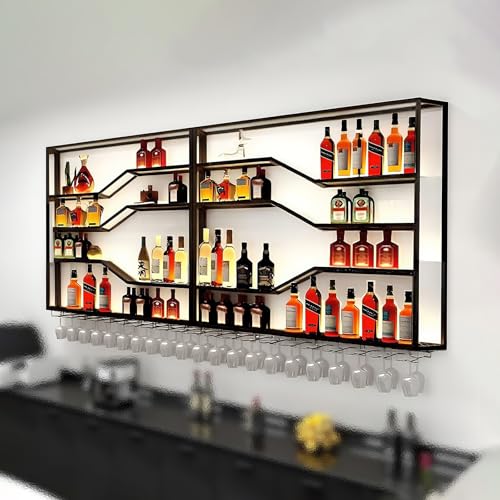 ZYYLIVR Industrieller Metall Weinregal Wand,Bar-Einheit Schwebendes Regal,4 Lagiger Weinregale Display Rack Aus Eisen Großes,Bar Regale Wand Mit Weinflaschenhalter Und Glasregal Für Home,Schwarz ZYYLIVR Industrieller Metall Weinregal Wand,Bar-Einheit Schwebendes Regal,4 Lagiger Weinregale Display Rack Aus Eisen Großes,Bar Regale Wand Mit Weinflaschenhalter Und Glasregal Für Home,Schwarz von ZYYLIVR