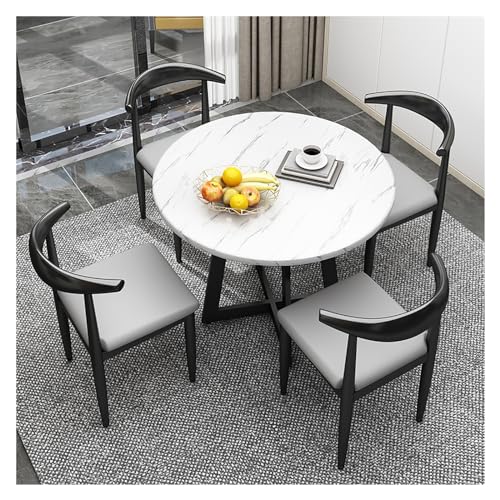 ZYYLIVR Tisch Mit 4 Stühlen Set, Essgruppe Mit 4 Stühlen, Esszimmergruppe, Küchentisch-Set Für 4 Personen Sitzgruppe, Rond Esstisch Mit Stühlen Set, Esszimmergarnitur Für Wohnzimmer Küche Büro(Gray) von ZYYLIVR