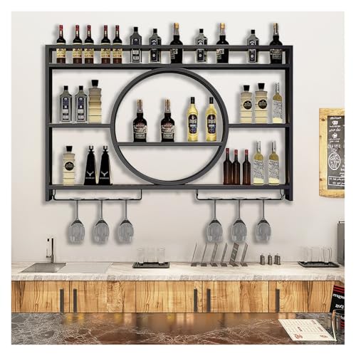 ZYYLIVR Wandmontiertes Weinregal, Weinflaschenregal, Bar Regal Wand, Weinglashalter, Weinständer, Wandbar, Weinregale Hängend Für Küche Weinkeller(Black,100 * 15 * 80) von ZYYLIVR