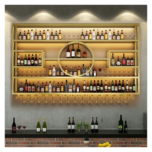 ZYYLIVR Weinregal Aus Metall Wand, Wandmontierte Weinregale, Flaschenregal Wand, Weinhalter Metall Hängend(Gold,220cm/86.6in) von ZYYLIVR