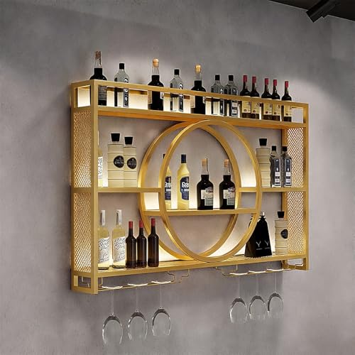ZYYLIVR Weinregal Zur Wandmontage,Flaschenregal 3-Stöckige,Weinregal Wand Metall,Weinflaschen Wandregal Industriell,Schwebendes Bar,Für Weinkeller,Indoor,Schwarz/Gold(Gold,39.3in/100cm) von ZYYLIVR