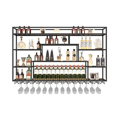 ZYYLIVR Weinregal Zur Wandmontage,Flaschenregal Weinregale Mit Glashaltern,Weinflaschenhalter,Wand Flaschenhalter Ideal Als Barregal Und Getränkehalter,Stilvolles Design Mit LED-Licht(200cm/78.7in) von ZYYLIVR