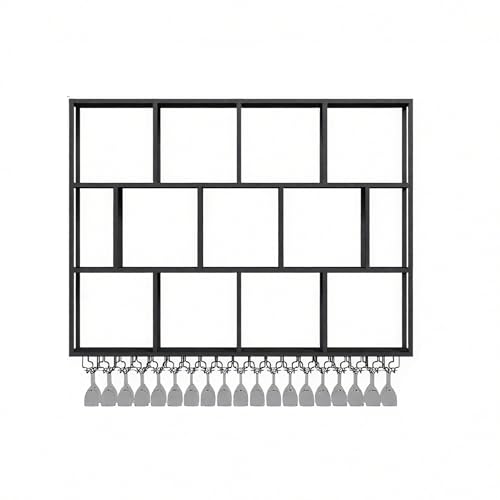 ZYYLIVR Weinregal Zur Wandmontage,Wandmontage Wine Display-Ständer,Restaurants Und Zuhause Mit LED-Beleuchtung Industriell,Weinglas Hängeregal Für Bars,Wohnzimmer,Küche,Restaurant(Black,160cm/63in) von ZYYLIVR