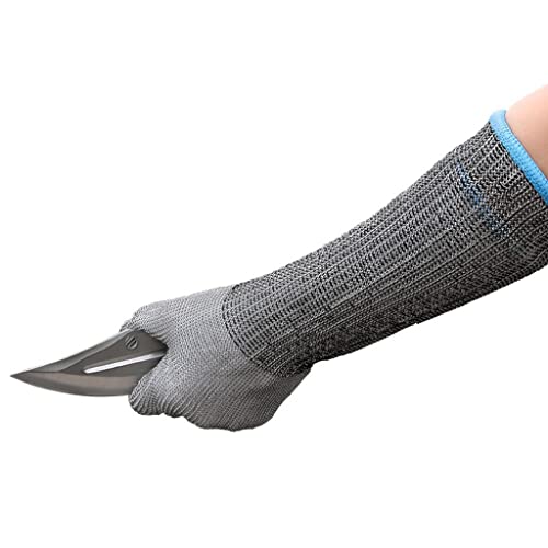 ZYYWX Kettenhandschuhe Langmetallschneideständige Handschuhe, rutschfeste verschleißfeste Arbeitshandschuhe, Küche, Metzgerei, Garten (Size : 1pcs/L) von ZYYWX