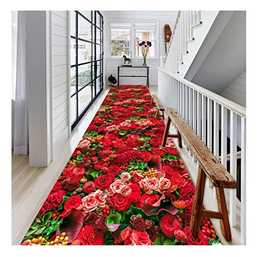ZYYWX Teppiche Läufer 3D-Blumen-Runner-Teppich, Eingangshalle-Treppenmatte, verschleißfeste schmutzresistente rutschfeste Bodenmatte (Size : 80x200cm) von ZYYWX