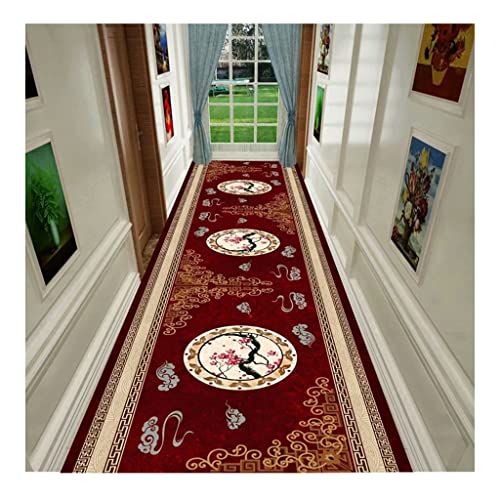 ZYYWX Teppiche Läufer Chinesischer roter Runner-Teppich, Flurmatten mit Rutschfester Backing, leicht zu reinigen (Size : 80x100cm) von ZYYWX