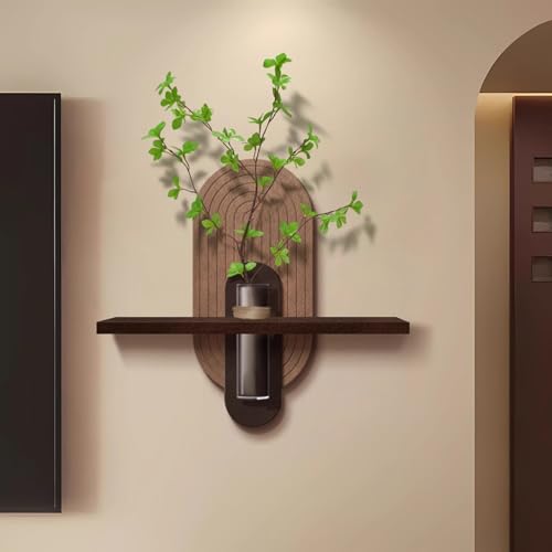 3D-Wandkunstdekor Aus Sandstein Mit Pflanzenvase, Moderne HäNgende Wandskulptur FüR Wohnzimmer, for Zuhause, Wohnzimmer, Arbeitszimmer, Schlafzimmer-Dekor(Brown-1,50 * 40cm/19.7 * 15.7in) von ZYZSY