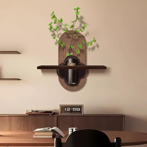 3D-Wandkunstdekor Aus Sandstein Mit Pflanzenvase, Moderne HäNgende Wandskulptur FüR Wohnzimmer, for Zuhause, Wohnzimmer, Arbeitszimmer, Schlafzimmer-Dekor(Brown-4,40 * 35cm/15.7 * 13.8in) von ZYZSY