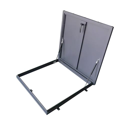 Dachfenster mit Öffnung aus Aluminium, Dach Notausstiegsabdeckung Keller, robuste Dachsicherheitstür mit Gasdruckfeder und Griff, Brunnenkopf Deckel(Gray,75 * 75cm/29.5 * 29.5in) von ZYZSY