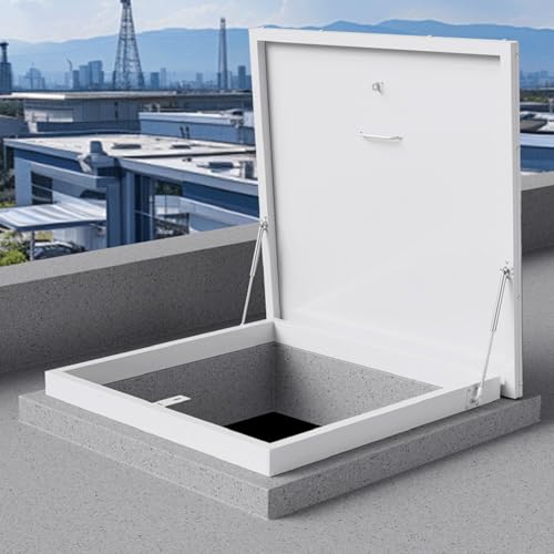 Dachluke, Diebstahlschutztür aus Stahl, Schachtabdeckung für Keller, Regensichere Dachausstiegsluke mit Riegelschloss, für Flur, Dachboden, Treppe, Garage(85 * 85cm/33.5 * 33.5in) von ZYZSY