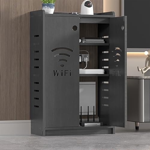 Home Router Aufbewahrungsbox, Steckdosenleiste Schutz Hider Router Rack, Heizkörper Abdeckung WiFi Box für Dekorative, Ideal für Zuhause oder Büro(Black,50 * 25 * 80cm/20 * 10 * 31in) von ZYZSY