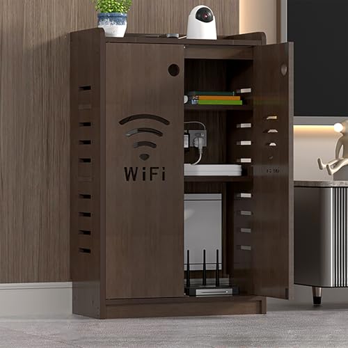 Home Router Aufbewahrungsbox, Steckdosenleiste Schutz Hider Router Rack, Heizkörper Abdeckung WiFi Box für Dekorative, Ideal für Zuhause oder Büro(Brown,50 * 25 * 80cm/20 * 10 * 31in) von ZYZSY