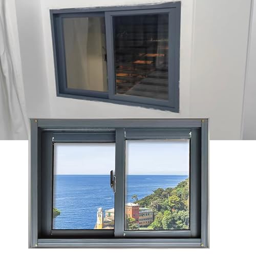 Horizontales Kellerschiebefenster, Scheunenfenster mit Glas und Sichtschutz, Unterputzmontage Haushaltsfenster, for Badezimmer, Garagen und Dachboden(24x16 inch/61x41 cm(WxH)) von ZYZSY
