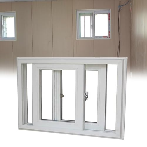 Horizontales Kellerschiebefenster, bündig montiertes Fenster mit gehärtetem Glas und abnehmbarem Sichtschutz, for Badezimmer, Garagen und Dachboden(30x21in/76x53cm) von ZYZSY