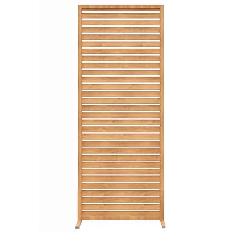 Paravent Raumteiler, Wand Trennwand Holz Lamellen Säulen, Sichtschutzwand Holz Natur Baum, Sichtschutz für Büros, Balkon,Schlafzimmer,Außengarten(Wood,150cm/59in) von ZYZSY