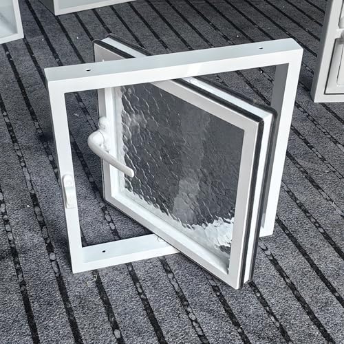 Schuppenfenster mit gehärtetem Glas, Drehbares Öffnungsfenster aus Aluminium, Schmales Keller-/ Dachboden-Entlüftungsfenster mit Griff, Ersatzfenster für Badezimmer(White,40 * 40cm/16 * 16in) von ZYZSY