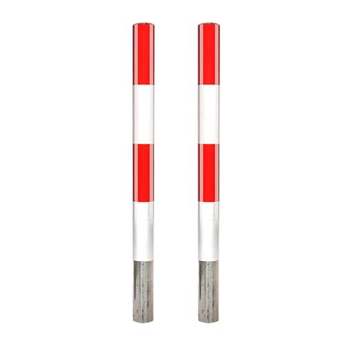 Sicherheitspoller Pollerpfosten, Stahl Parkplatzsperre Parkplatzsperren mit Reflexstreifen, Geeignet Für Verkehrskontrolle Und Menschenmengenmanagement(Red-2pcs,7.6 * 100cm/3 * 39in) von ZYZSY