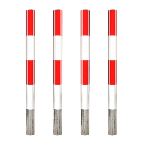 Sicherheitspoller Pollerpfosten, Stahl Parkplatzsperre Parkplatzsperren mit Reflexstreifen, Geeignet Für Verkehrskontrolle Und Menschenmengenmanagement(Red-4pcs,8.9 * 120cm/3.5 * 47in) von ZYZSY