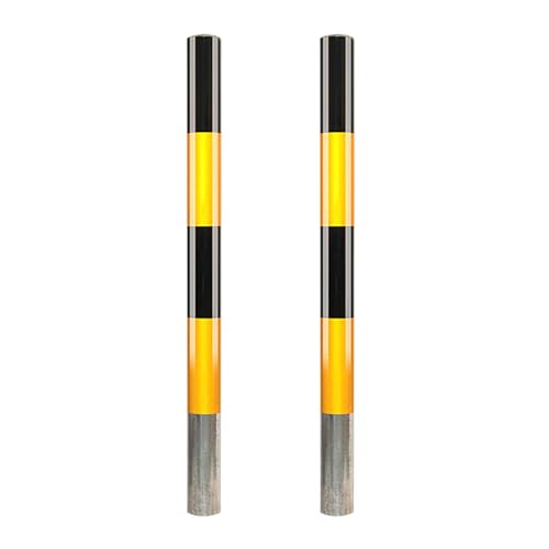 Sicherheitspoller Pollerpfosten, Stahl Parkplatzsperre Parkplatzsperren mit Reflexstreifen, Geeignet Für Verkehrskontrolle Und Menschenmengenmanagement(Yellow-2pcs,8.9 * 100cm/3.5 * 39in) von ZYZSY