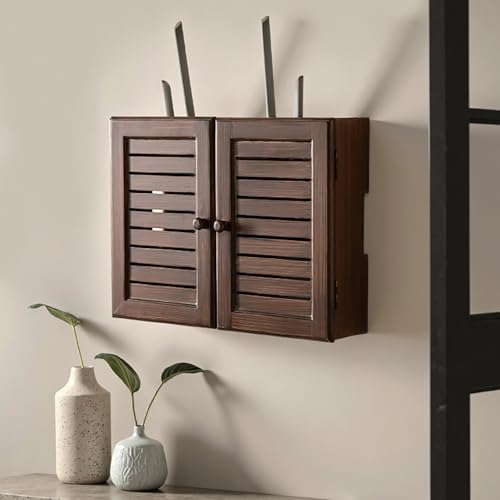 Wandhalterung WiFi Router Box, Jalousien Dekoration Schwebende Regale Wandregal, Kabelmanagement, Verstecker, Freistehender Schrank-Organizer für Zuhause und Büro(Brown,50 * 36 * 8cm/20 * 14 * 3in) von ZYZSY