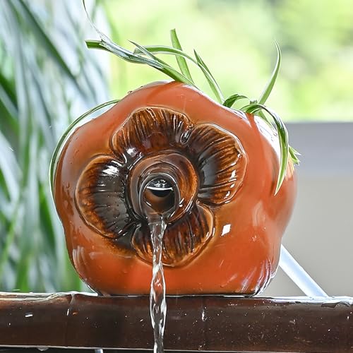 Wasserspeier für Wasser Springbrunnen Teichfigur, DIY Keramiktopf Dekoration, Springbrunnenset außen, Mini-Teich Wasserspiel für Terrasse Balkon-Brunnen Quellstein(Orange,17*15*14cm/7*6*5.5in) von ZYZSY
